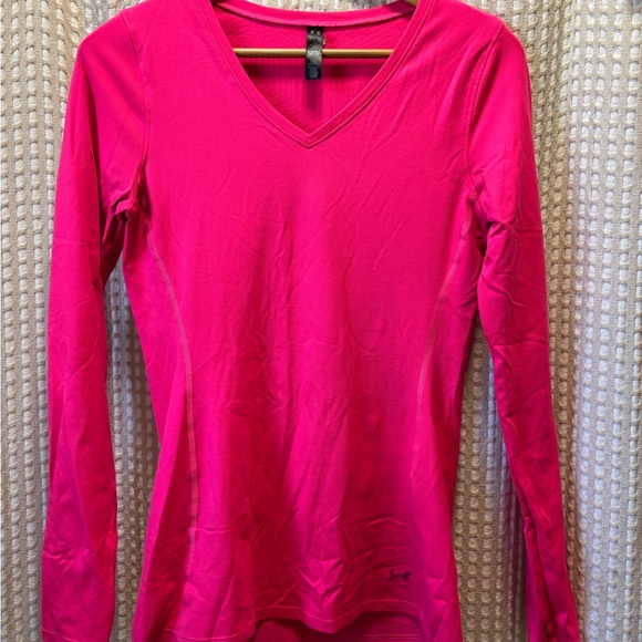 Under Armour Tops - Under Armour Women's Vibrant Pink V-Neck Long Sleeve Tee